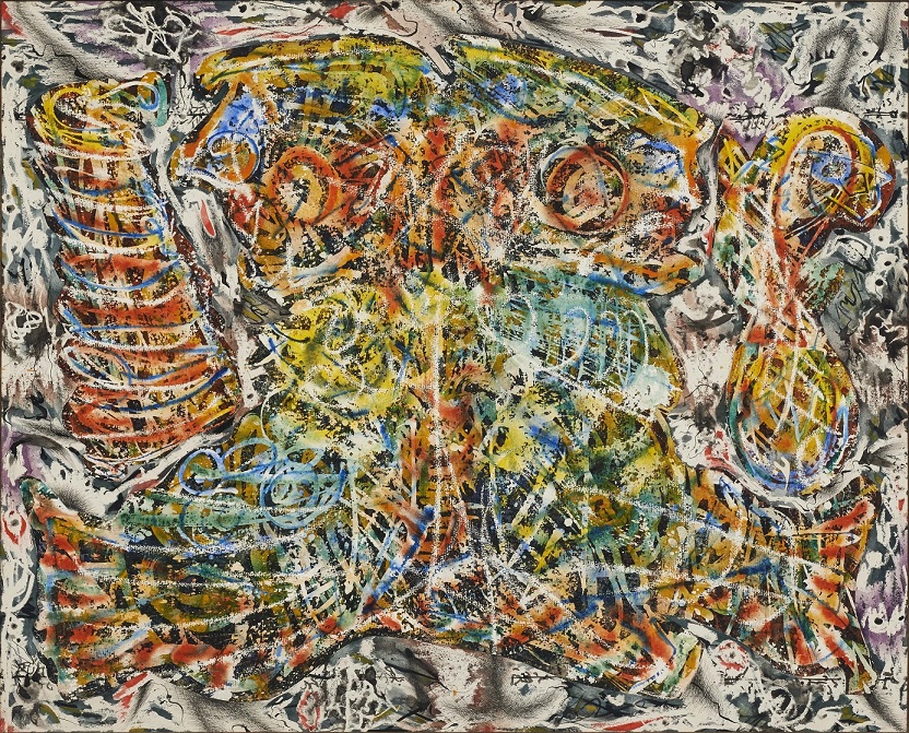 Fish and Fowl, c. 1950-75 ink, wax resist, watercolour and collage on paper