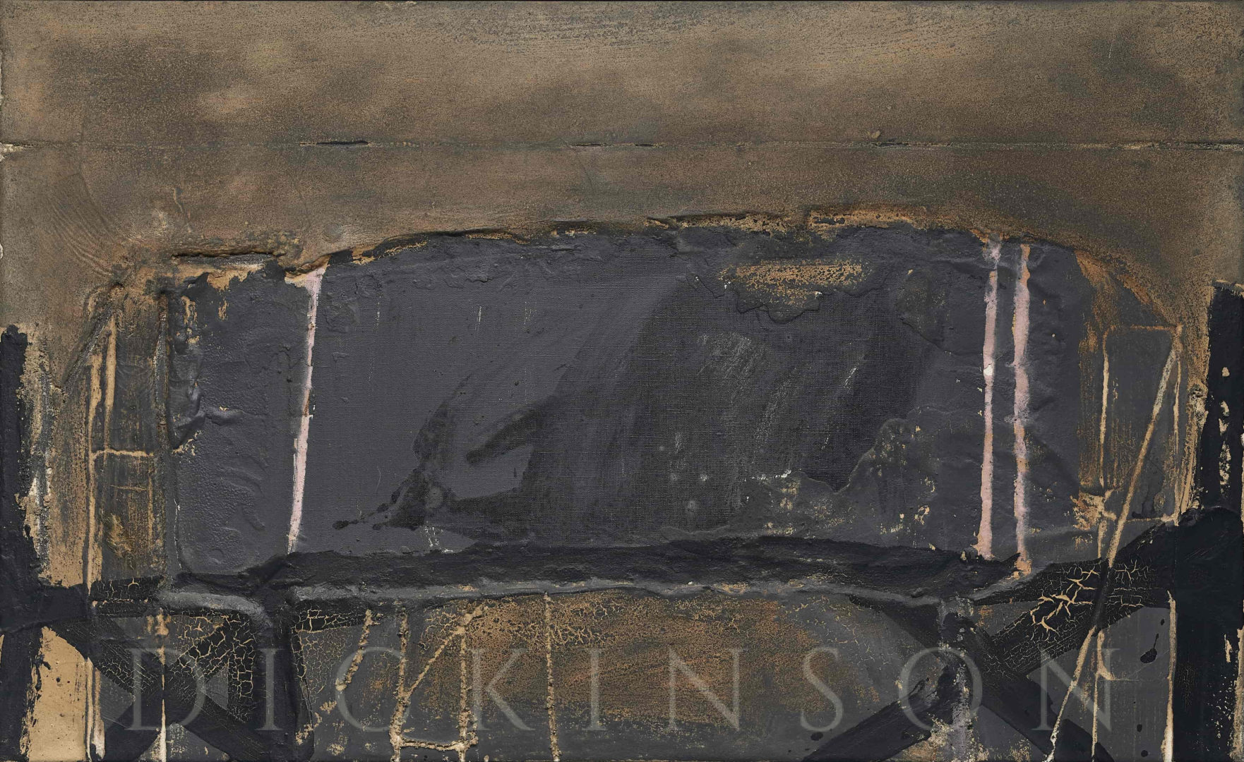 Antoni TÀPIES (1923 – 2012), Gray with three pink lines, 1964